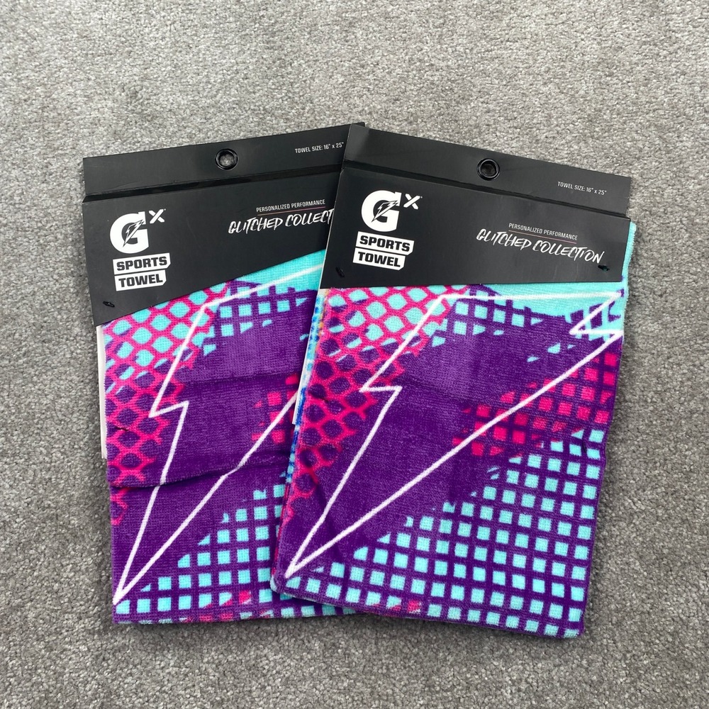 2 Pack Gatorade GX Sports Towel Unisex 16x25 Frosted Berry Glitched Collection
